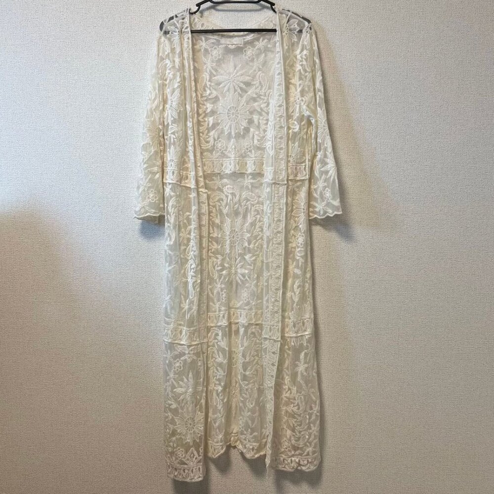 Embroidered Mesh Duster Cardigan Japan Tokyo Hippie Cowgirl Country Festival